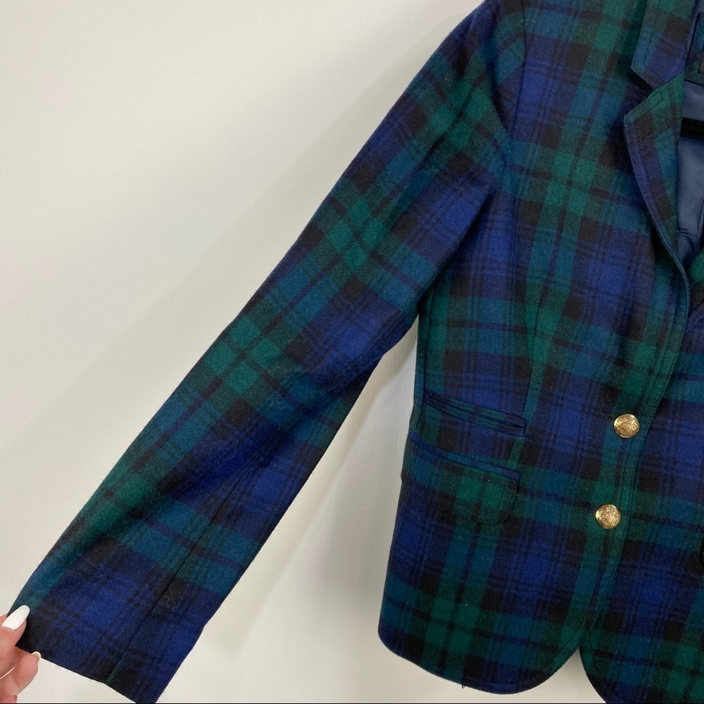 J. Crew Vintage Schoolboy Blackwatch Plaid Tartan 100% Wool Blazer Jacket - Picture 4 of 10